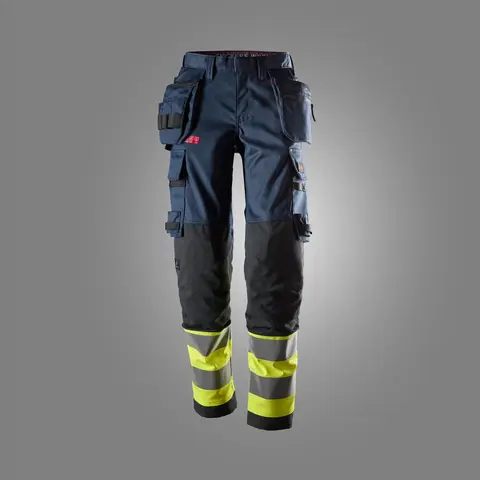 Flammehemmende Arbeidsbukse med stretch og hylsterlommer for dame, High-Vis klasse 1