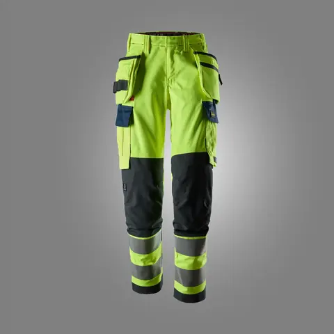 Flammehemmende Arbeidsbukse med stretch og hylsterlommer for dame, High-Vis klasse 2
