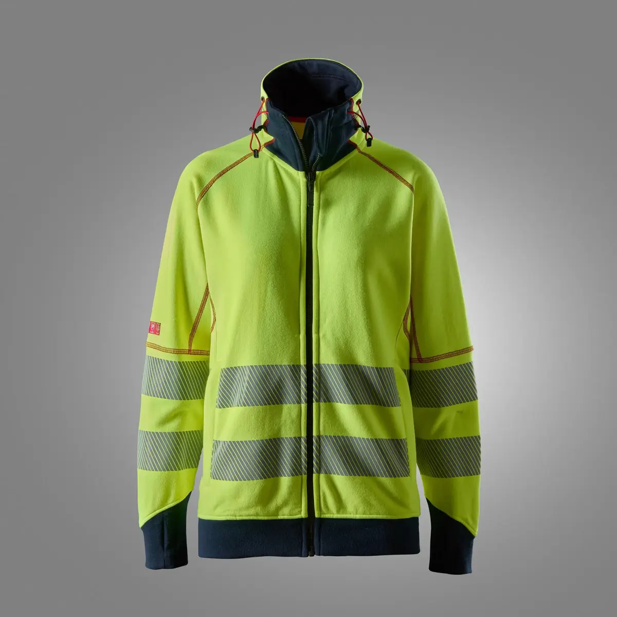 Snickers 2367 Flammehemmende Collegejakke for dame, High-Vis klasse 3/2 i Vis gul/Marineblå
