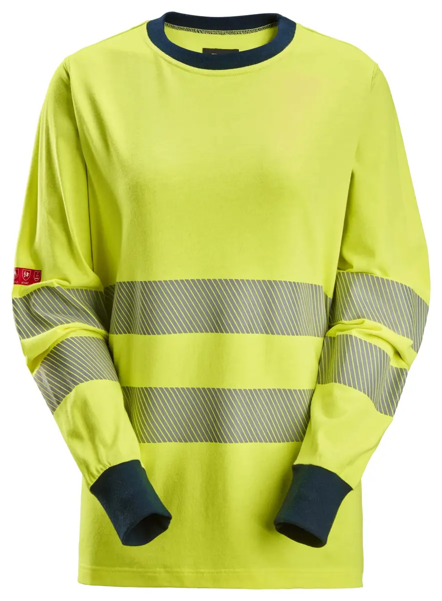 Snickers 2476 Flammehemmende Trøye for dame, High-vis-klasse 3/2 i Vis gul/Marineblå