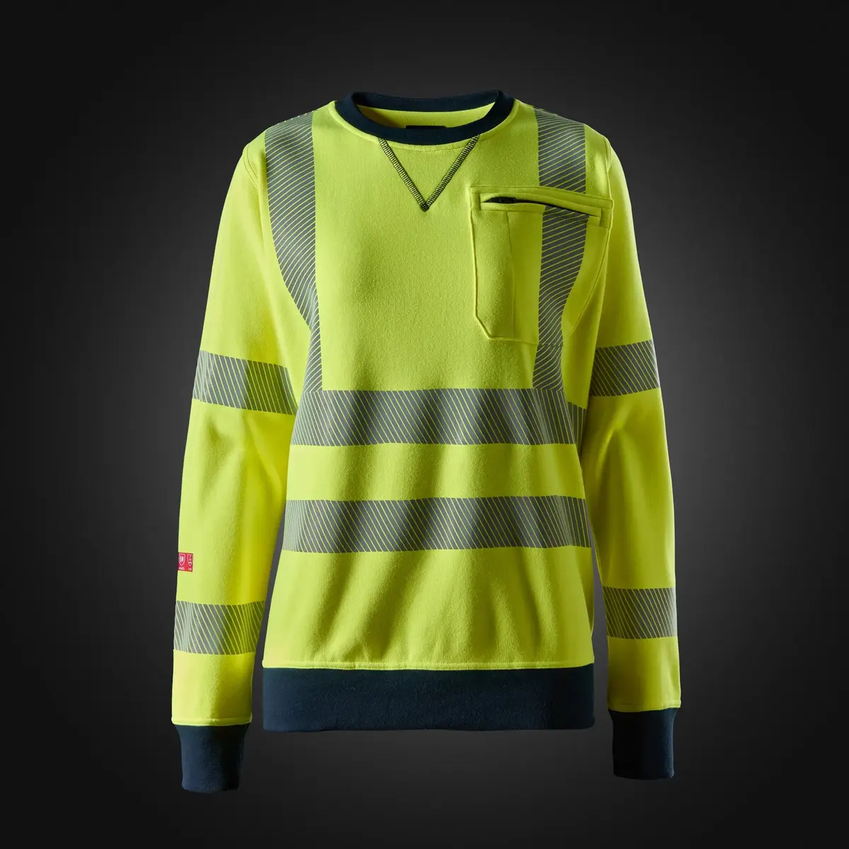 Snickers 2876 Flammehemmende Genser til dame, High-Vis klasse 3/2 i Vis gul/Marineblå