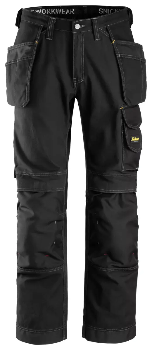 Snickers 3215 Arbeidsbukse med hylsterlommer, Comfort Cotton i Svart/Svart