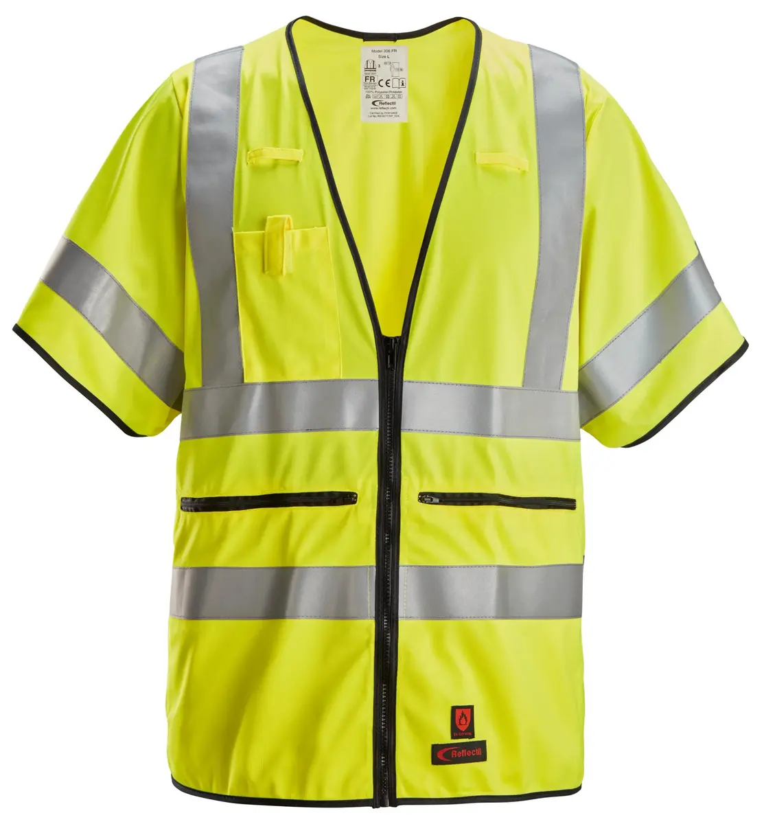 Snickers 4361 Flammehemmende Vest, High-Vis klasse 3/2 i Vis gult