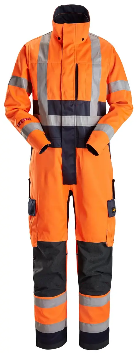 Snickers 6062 Flammehemmende Kjeledress, High-Vis klasse 3 i Vis oransje/Marineblå