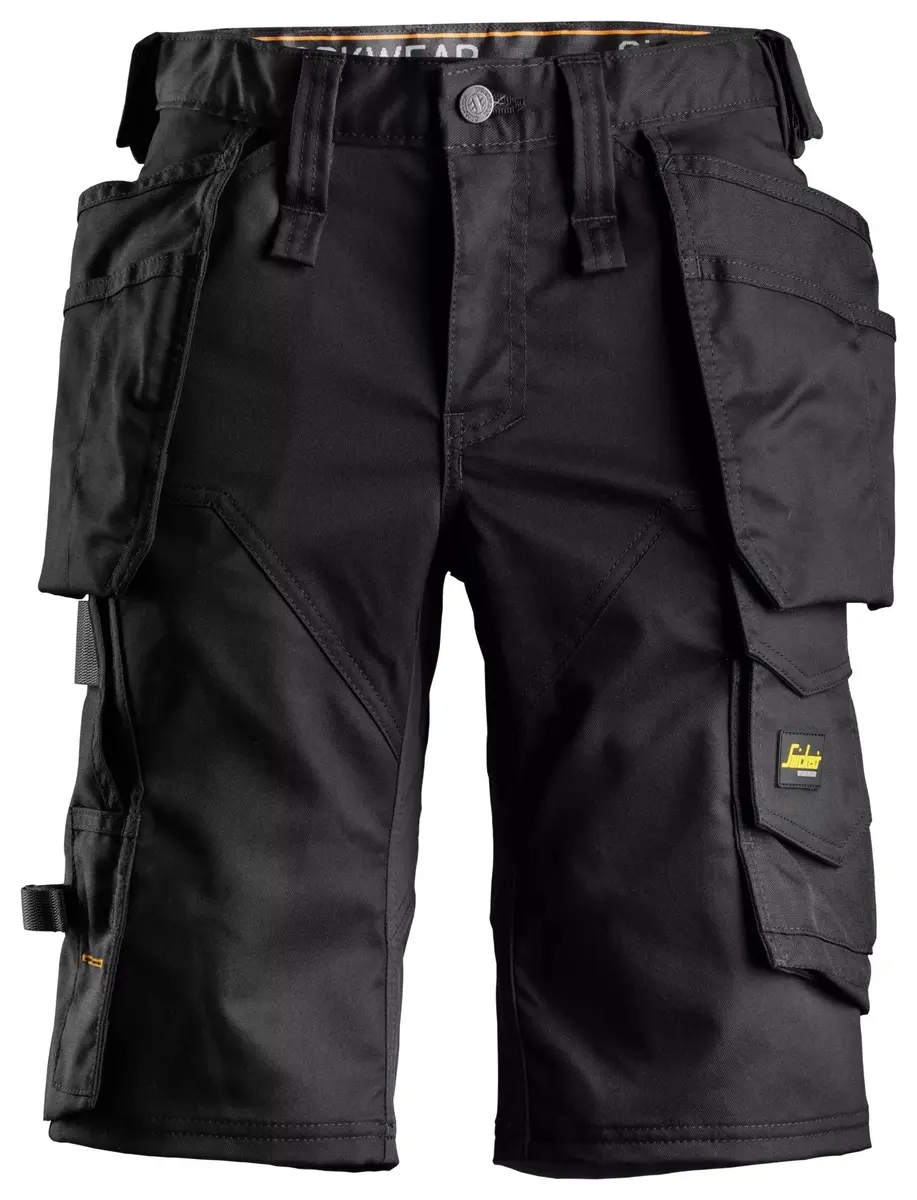 Snickers 6147 Arbeidsshorts med stretch og hylsterlommer for dame i Svart/Svart