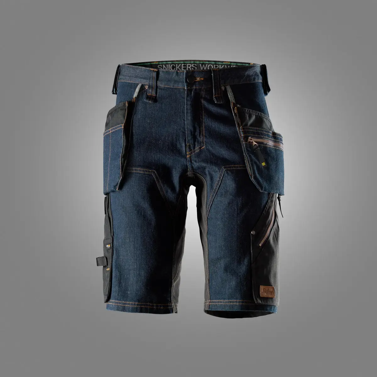 Snickers 6155 Denimshorts med hylsterlommer i Denim/Svart