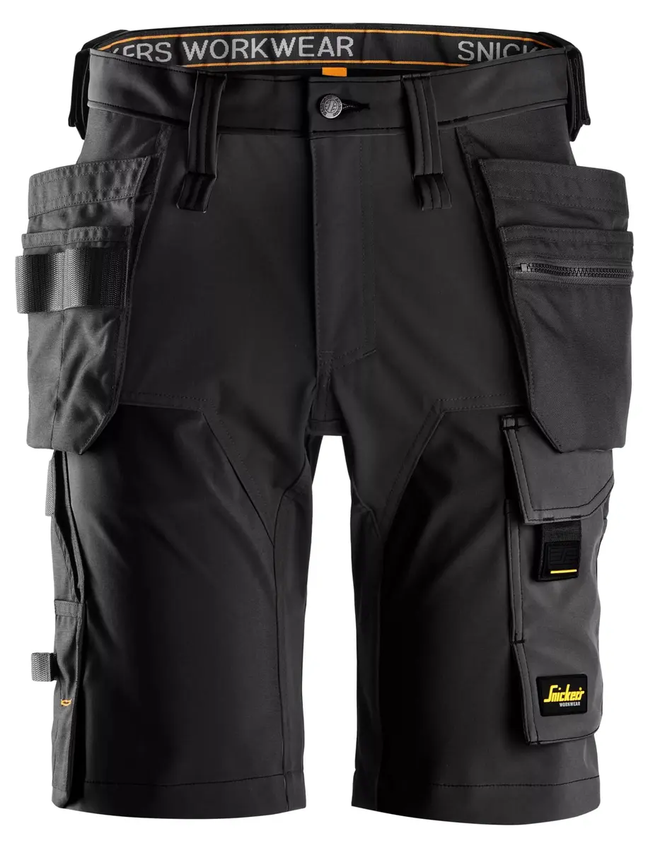 Snickers 6175 Arbeidsshorts i fireveisstretch med hylsterlommer i Svart/Svart