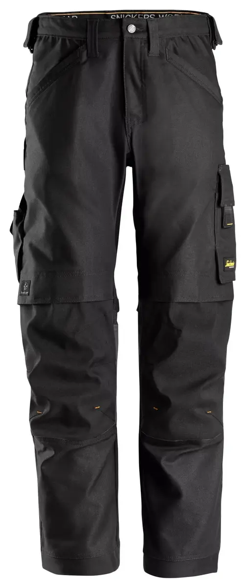 Snickers 6324 Canvas+ Arbeidsbukse+ med stretch i Svart/Svart