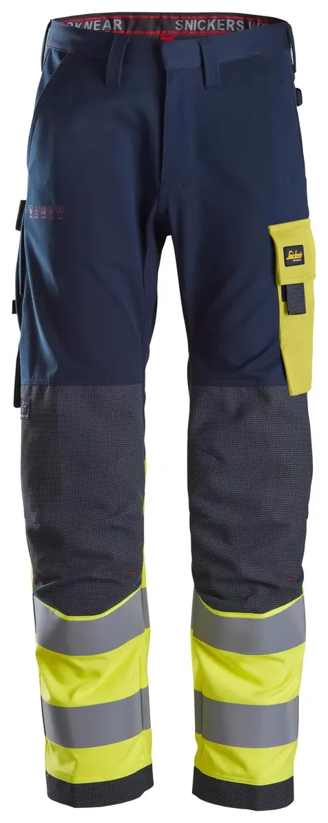 Snickers 6376 Flammehemmende Arbeidsbukse, High-Vis klasse 1 i Vis gul