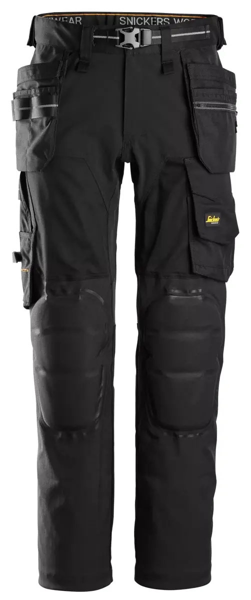 Snickers 6590 Arbeidsbukse med stretch, Capsulized™-kneputer og hylsterlommer i Svart/Svart