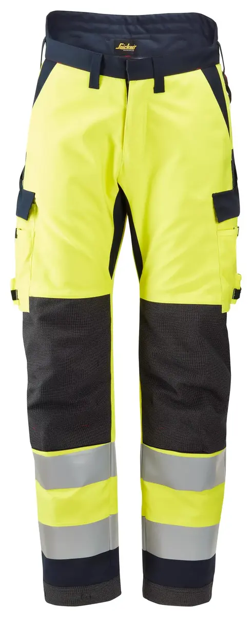 Snickers 6663 Flammehemmende Vinterbukse, High-Vis klasse 2 i Vis gul/Marineblå