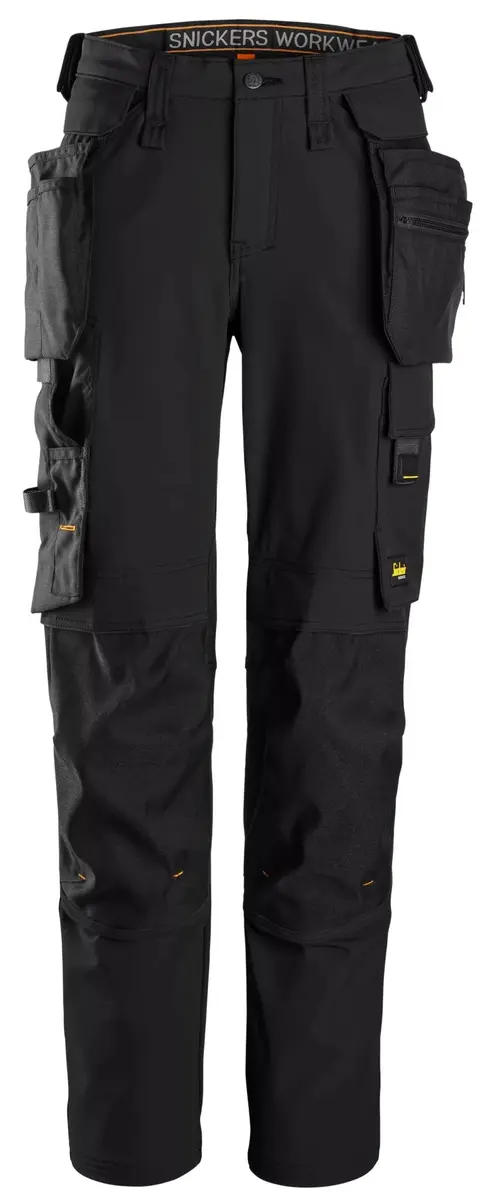 Snickers 6771 Arbeidsbukse med full stretch og avtakbare hylsterlommer for dame i Svart/Svart