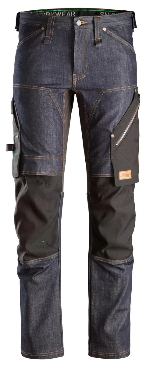 Snickers 6956 FlexiWork+, Arbeidsbukse denim i Denim/Svart