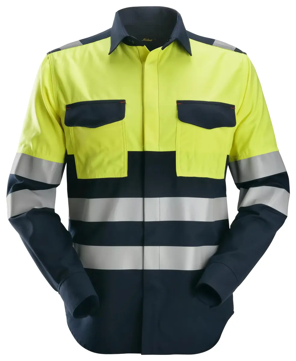 Snickers 8560 Flammehemmende Skjorte, High-Vis klasse 1 i Vis gul